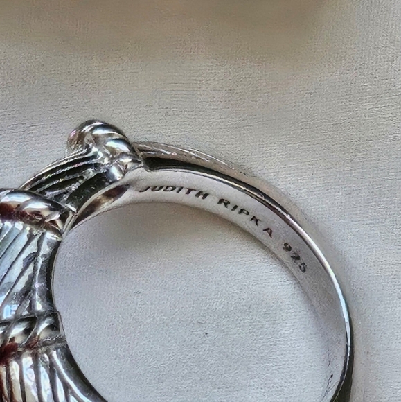 Judith Ripka hearth dangle Ring size 4.5Silver 925 - Picture 6 of 6